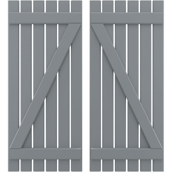 Ekena Millwork Americraft 6-Board (2 Batten) Wood Spaced Board-n-Batten Shutters w/ Z-Bar, ARW102SB623X77CHH, PR ARW102SB623X77CHH - main